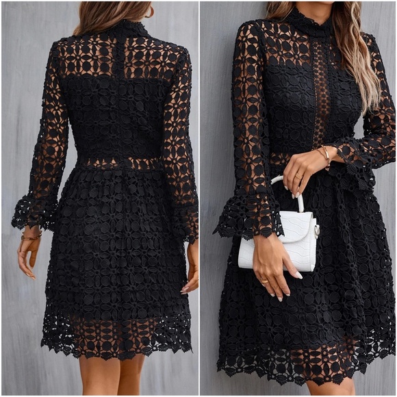 Luxurious Ruffle Sleeve Lace Party Holiday Evening Dress - Picture 13 of 15
